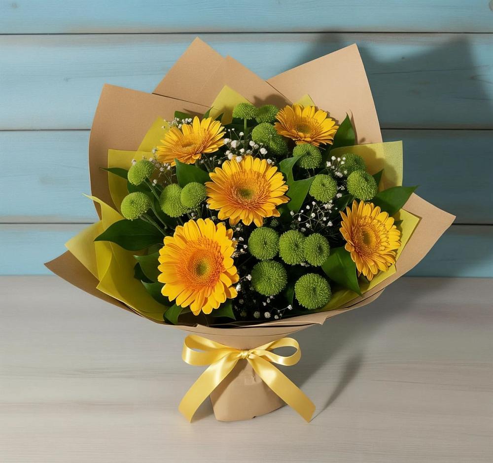 Букет цветов из: Герберы и Хризантемы в Омсукчан