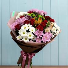 Букет цветов из:  Розы, Хризантемы и Альстромерии в Омсукчан