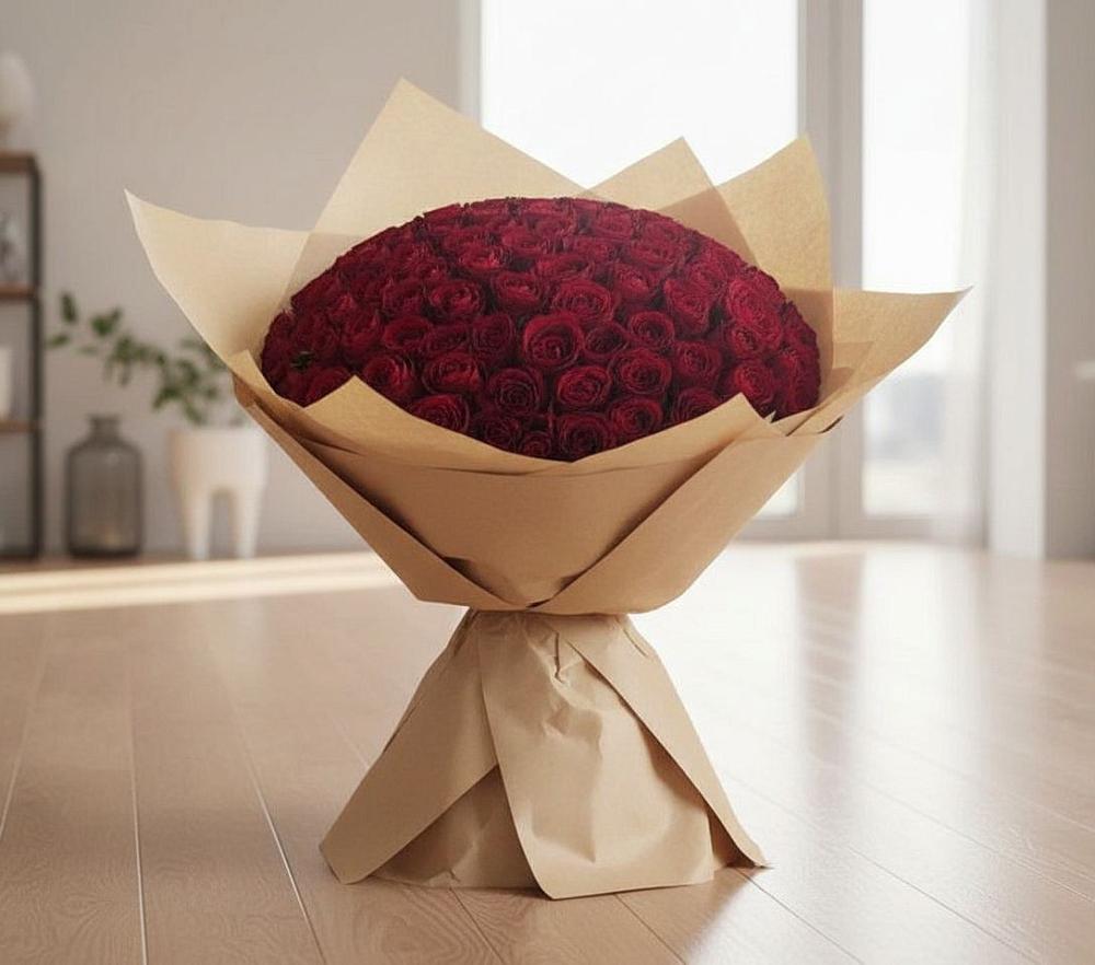Букет 101 Красная роза в Омсукчан